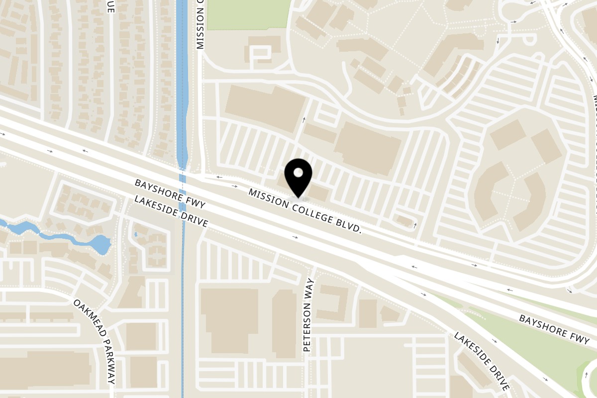 Map showing the location of The Roasted Crab on 3151 Mission College Blvd in Santa Clara